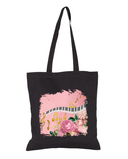 Image of pianist piano vintage conservatory music sheet bag e-reader tote