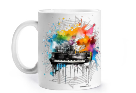 Image of piano pianist concert lp vinyl cup coffee tea to personalize