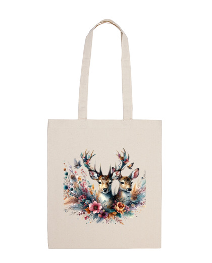 Image of deer and doe romantic lovers couple diary girl forest nature