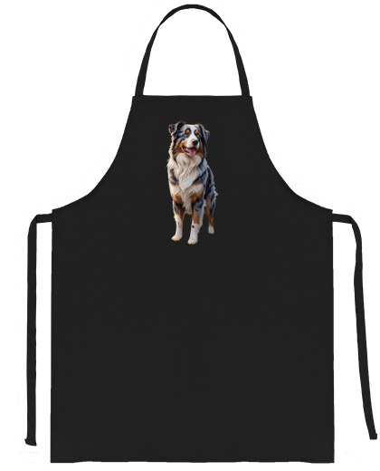 Image of tricolor australian shepherd dog dogs kitchen salesman saleswoman waitress artisan workshop