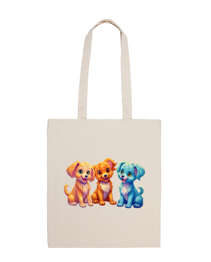 Image of cute cartoon puppies fun student bag funny shopping diary to personalize