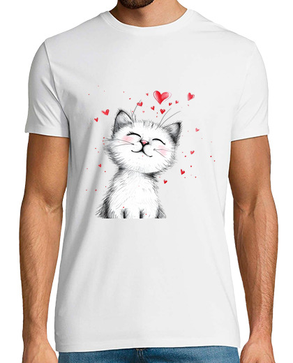 Image of cute kitten with hearts kawaii polo shirt