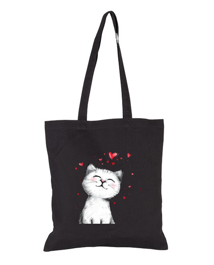 Image of cute kitten with hearts kawaii student bag diary shopping tote