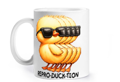 Image of duck gum black glasses humor cup to personalize coffee tea croissants infusion
