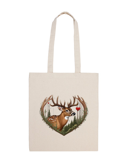 Image of woodland deer doe fawn deer forest student bag diary e-reader tote