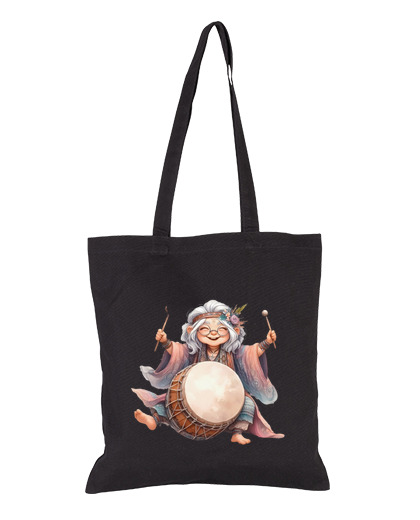 Image of hippie grandmother percussion drums student bag diary e-reader romantic tote