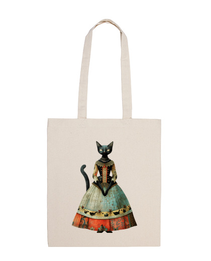 Image of black cat princess vintage queen bag woman shopping diary tote palace castle court