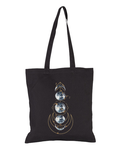 Image of phases of the moon lunar calendar student bag diary tote boho bohemian astronomy observatory