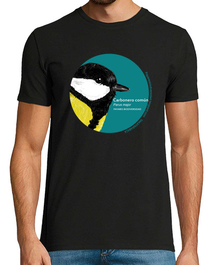 Tee Shirt Homme Manche Courte biodiversité de la mésange charbonnière