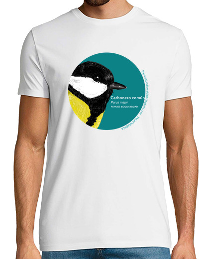 Tee Shirt Homme Manche Courte biodiversité de la mésange charbonnière