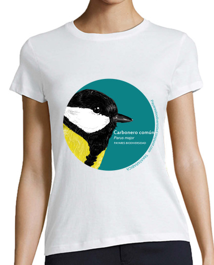 Tee Shirt Femme Classique Manches Courtes biodiversité de la mésange charbonnière