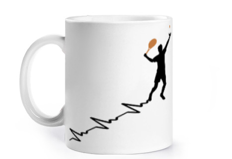 Image of tennis electrocardiogram original cup to personalize coffee tea infusion