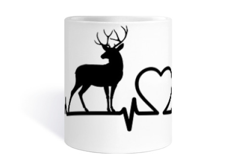 Image of deer electrocardiogram heart fun vegan cup coffee tea infusion croissants herbal tea