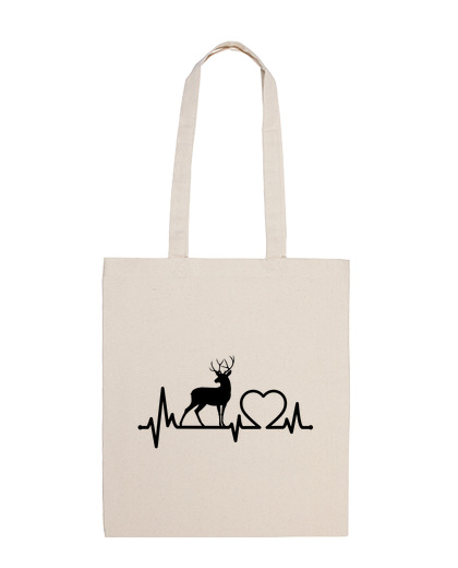 Image of deer electrocardiogram heart fun vegan student bag diary e-reader tote