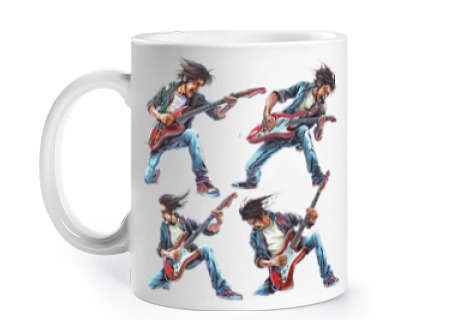 Image of hard rock guitarist heavy metal mug to personalize coffee tea club band