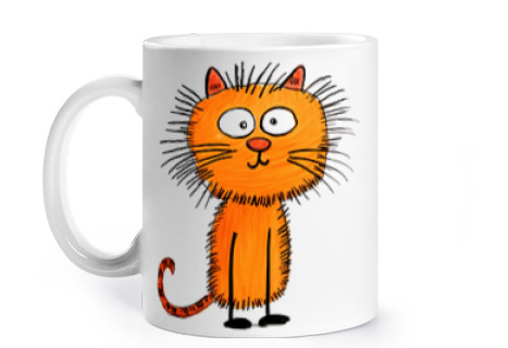 Image of red cat cartoon fun funny cup to personalize coffee tea infusion herbal tea