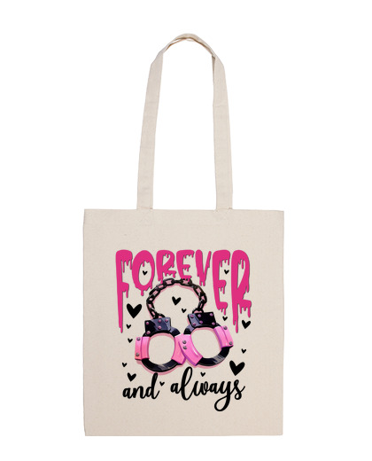 Image of pink handcuffs forever humor student bag diary shopping tote