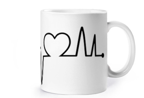 Image of father and son electrocardiogram heart cup coffee tea infusion croissants herbal tea