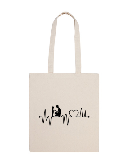 Image of father and son electrocardiogram heart student bag students diary e-reader tote