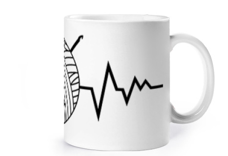 Image of crochet heartbeat model cup coffee tea infusion herbal tea milk cocoa