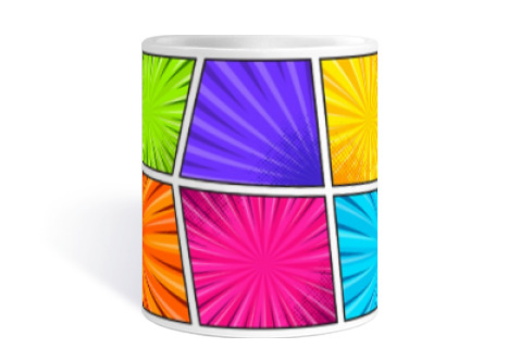 Image of cartoon comic s frames bubbles club cup to personalize coffee tea stained glass diy