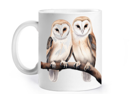 Image of barn owl barn owls nest cup to personalize coffee tea infusion couple dad mom