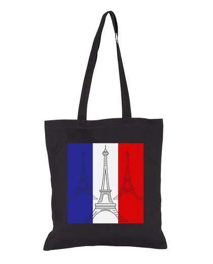 Image of long live france flag eiffel tower student bag diary e-reader tote