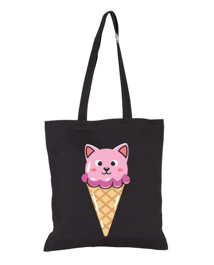 Image of cat strawberry ice cream cone student bag agenda beach tote