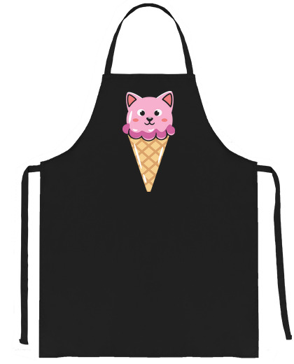 Image of cat strawberry ice cream cone homemade ice cream patisserie cooking best recipe waitress saleswoman