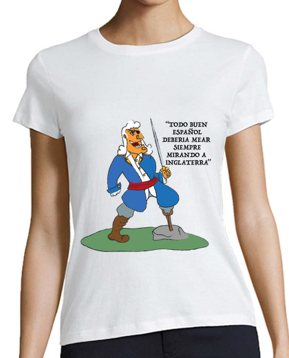 Image of woman, baseball style, white and navy blas