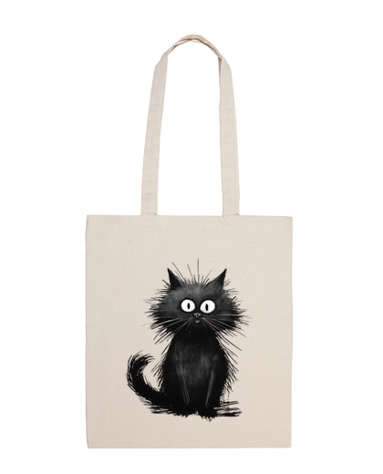 Image of drawing of an animated black cat course price student bag diary e-reader tote