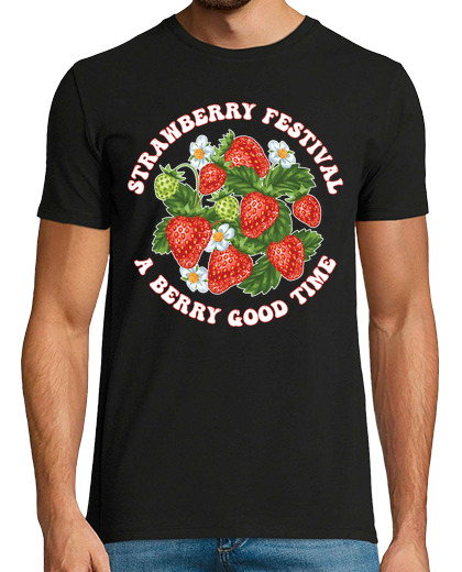 Tee Shirt Homme Manche Courte amateur de fraises, ville végétale, floride, un festival de fraises aux baies