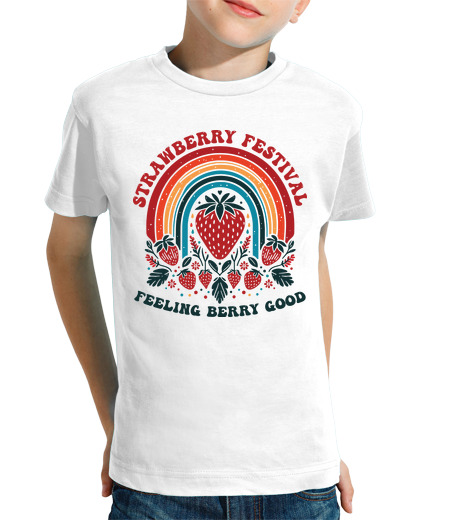 Tee Shirt Pour Enfant Manche Courte amateur de fraises, ville végétale, floride, se sentir bien aux baies festival de la fraise