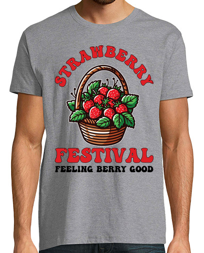 Tee Shirt Homme Manche Courte amateur de fraises, ville végétale, floride, se sentir bien aux baies festival de la fraise