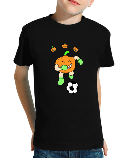 Tee Shirt Pour Enfant Manche Courte football citrouille kawaii