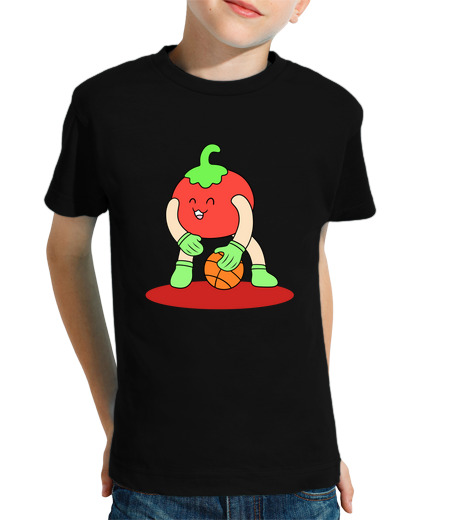 Tee Shirt Pour Enfant Manche Courte joli ballon de basket tomate