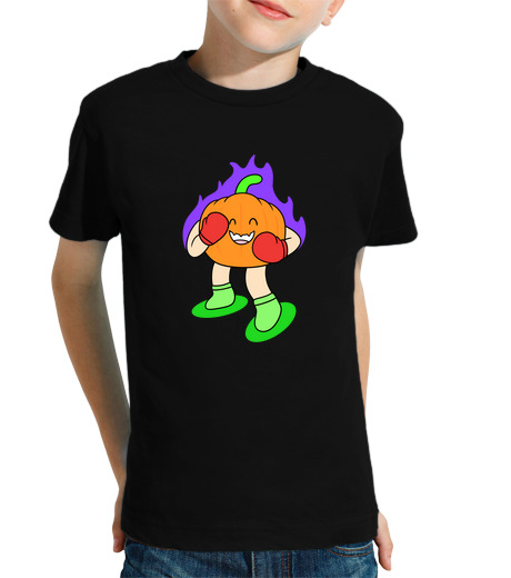 Tee Shirt Pour Enfant Manche Courte jolie boîte de citrouille