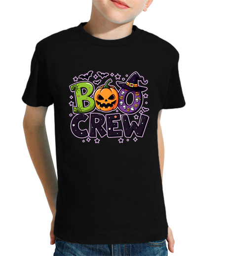 Tee Shirt Pour Enfant Manche Courte boo crew design drôle d'halloween