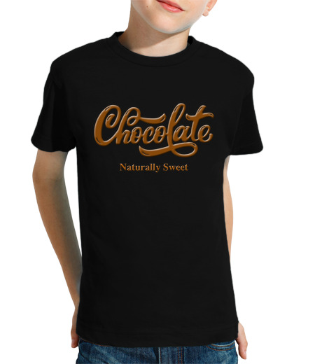 Tee Shirt Pour Enfant Manche Courte chocolat naturellement sucré fier noir