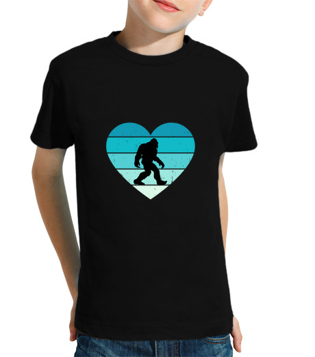 Tee Shirt Pour Enfant Manche Courte i love le bonhomme de neige rétro yéti