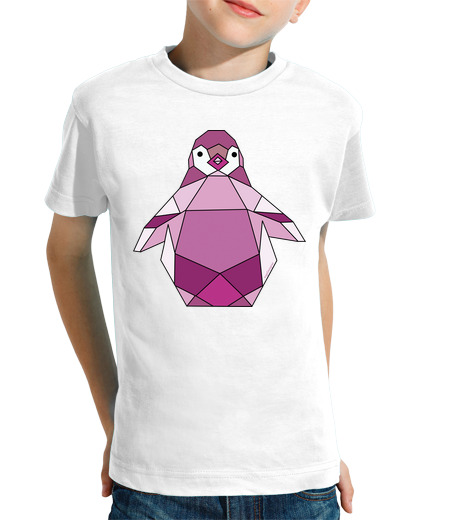 Tee Shirt Pour Enfant Manche Courte pingouin rose