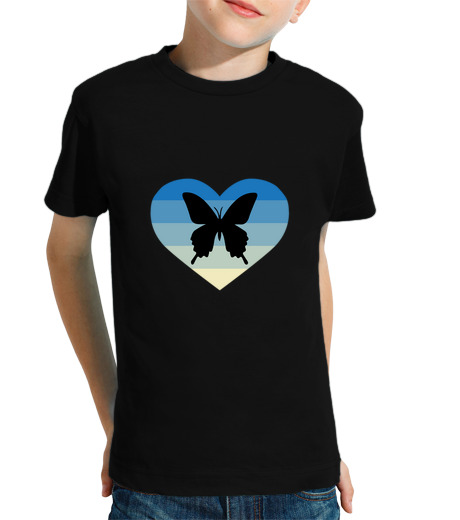 Tee Shirt Pour Enfant Manche Courte i love la silhouette du papillon