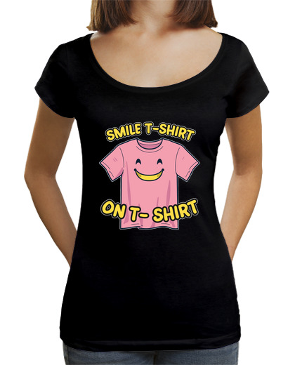 T-shirt Femme Col Ample Loose Fit T-shirt sourire