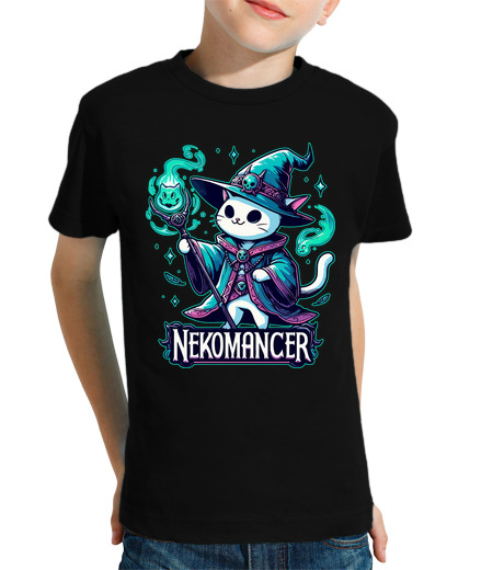 Tee Shirt Pour Enfant Manche Courte chat blanc kawaii nekomancer