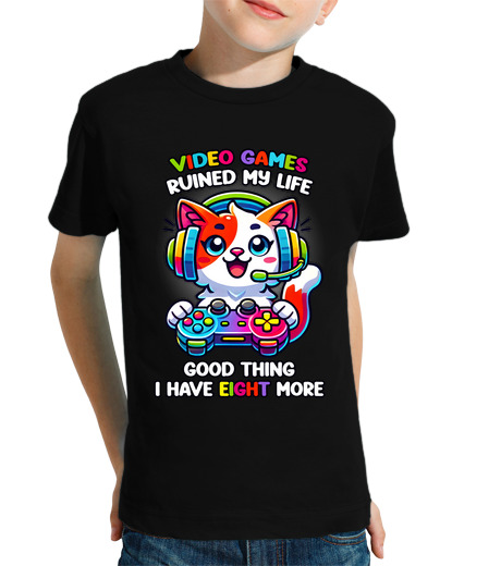 Tee Shirt Pour Enfant Manche Courte les jeux vidéo ont ruiné ma vie heureus