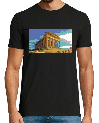Image of parthenon greek temple pixel art 8bit