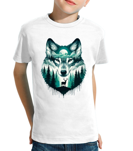 Tee Shirt Pour Enfant Manche Courte loup majestueux aquarelle nature love r