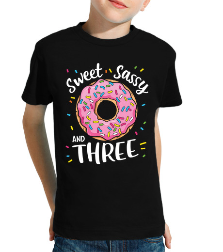 Tee Shirt Pour Enfant Manche Courte doux et impertinent et trois beignets p