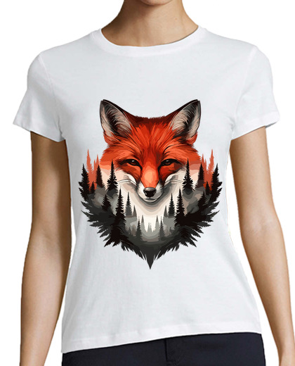 Image of Fox Watercolor Forest Landscape Nature