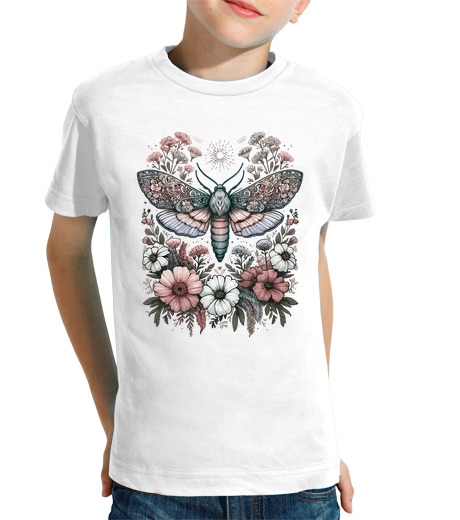 Tee Shirt Pour Enfant Manche Courte Fairycore floral papillon pastel fairyc